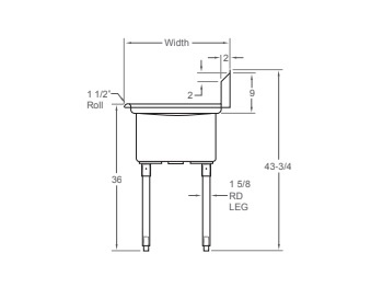 B K Resources - Stainless Steel Laundry Sink - 29" x 29-13/16"