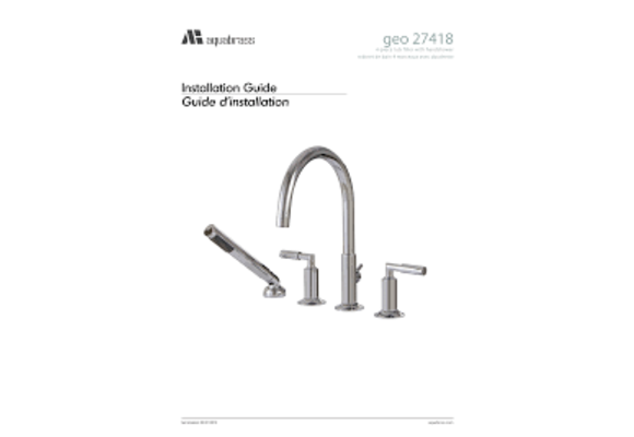 Aquabrass - G-BLU 4PC deck mount w/handshower