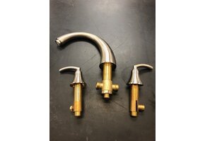 Aquabrass KITU 3PC Deck Mount Faucet Brushed Nickel Finish