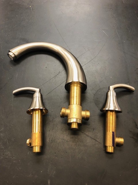 Aquabrass KITU 3PC Deck Mount Faucet Brushed Nickel Finish