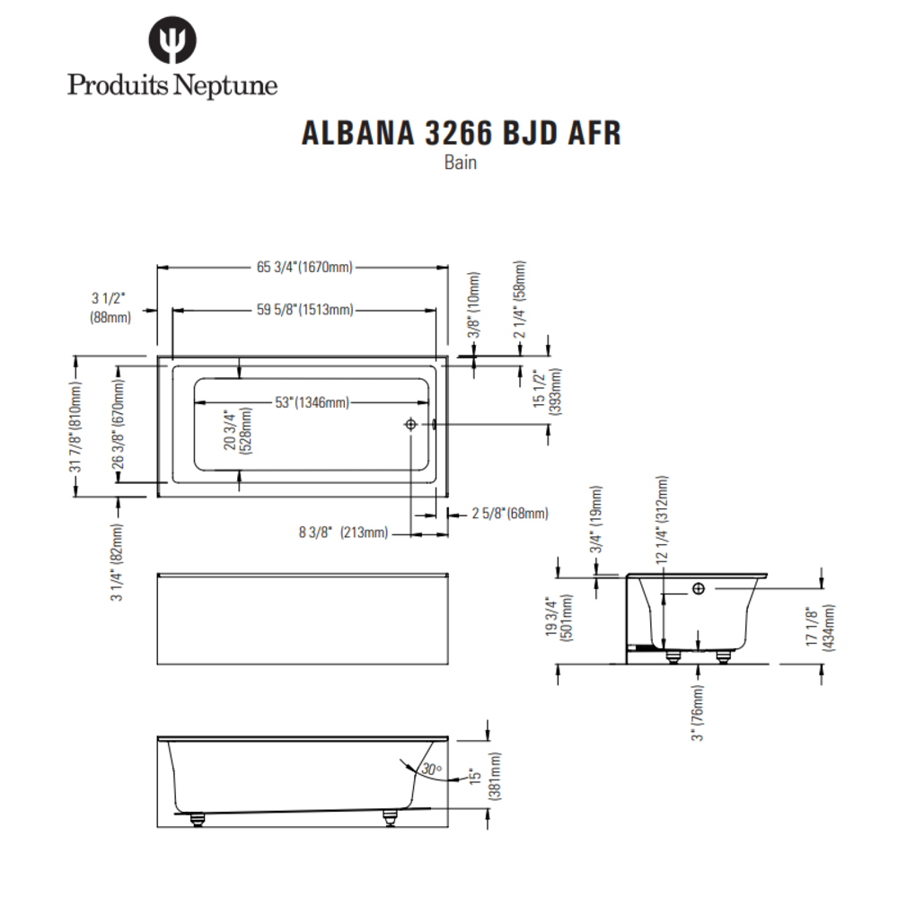 pannaサイズ1 Neptune - Albana - 3266 Left hand - Dupont Kitchen and Bath Fixtures