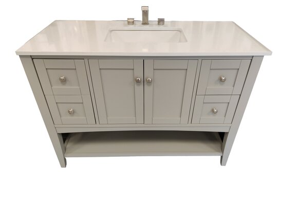 Fairmont - Shaker Americana - 48" Open Shelf Vanity Light Gray + Top