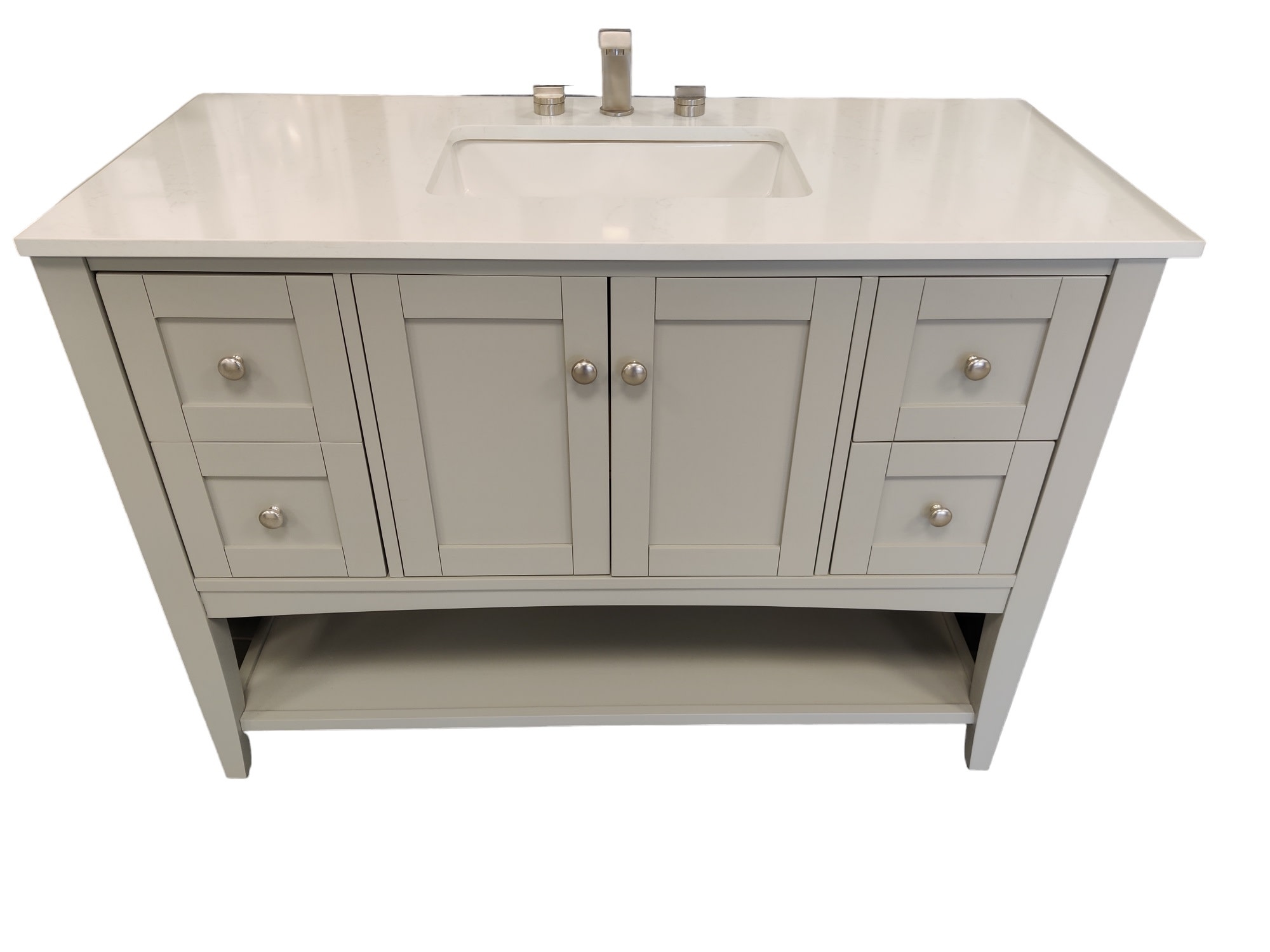 Fairmont - Shaker Americana - 48" Open Shelf Vanity Light Gray + Top