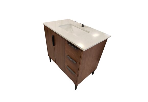 Fairmont - Grand Central 36" Vanity Drawer-right - Natural Walnut - & Top - Display Clearance