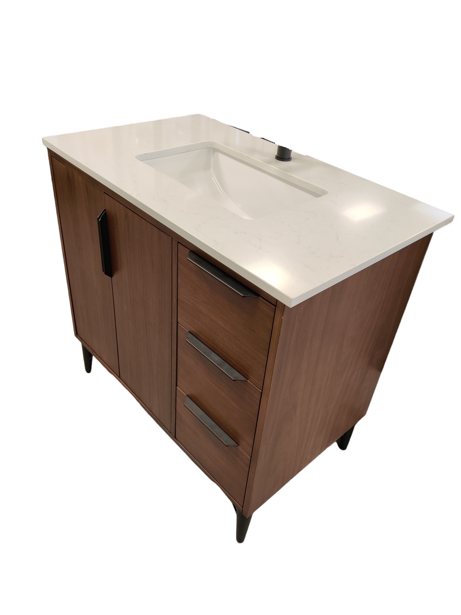 Fairmont - Grand Central 36" Vanity Drawer-right - Natural Walnut - & Top - Display Clearance
