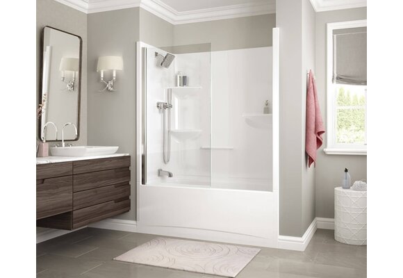 MAAX - Edge 30 x 55 ½ in. 6 mm Tub Screen for Alcove Installation with Clear glass in Chrome - 137500-900-084-000