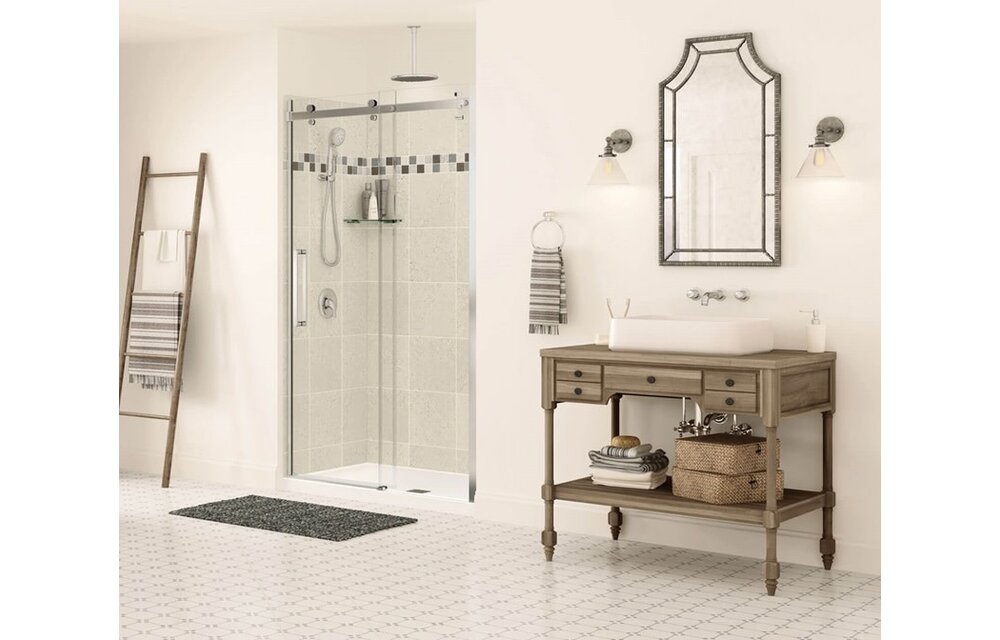 MAAX - Halo 44 ½-47 x 78 ¾ in. 8mm Sliding Shower Door for Alcove Installation with Clear glass in Chrome - 138996-900-084-000