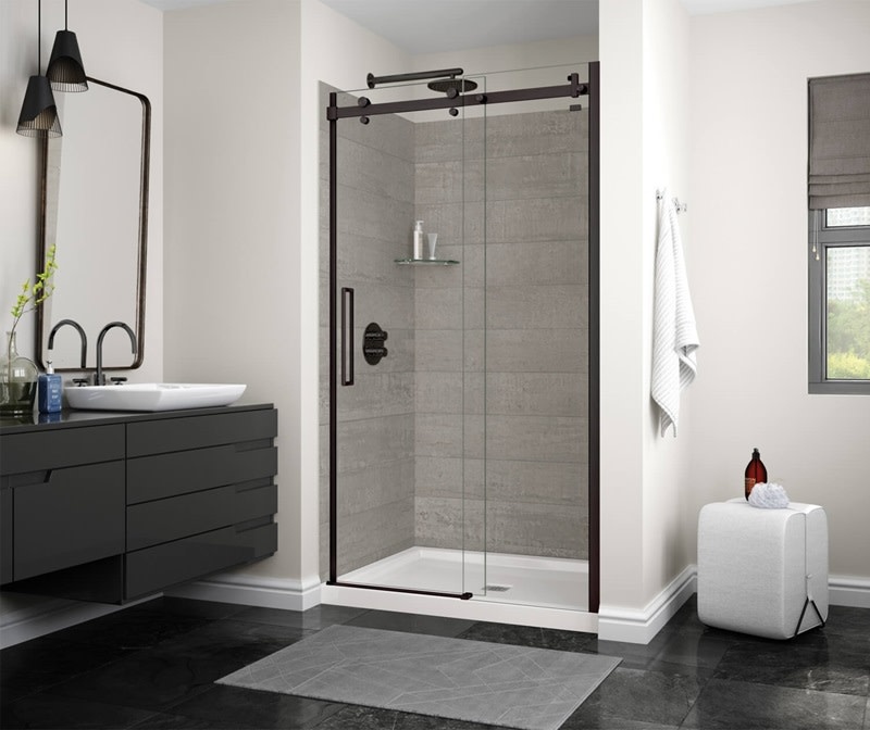 MAAX - Halo 44 ½-47 x 78 ¾ in. 8mm Sliding Shower Door for Alcove Installation with Clear glass in Matte Black - 138996-900-340-000