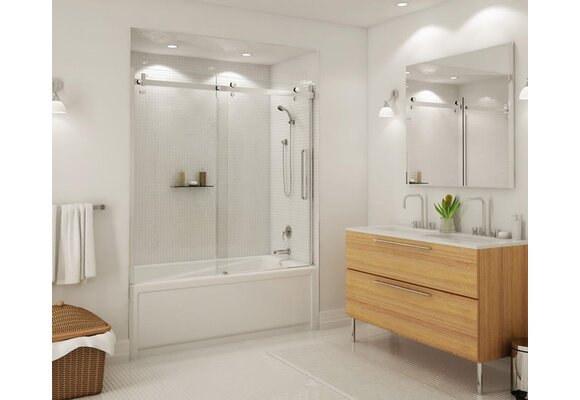 MAAX - Halo 56 ½-59 x 59 in. 8 mm Sliding Tub Door for Alcove Installation with Clear glass in Chrome - 139398-900-084-000