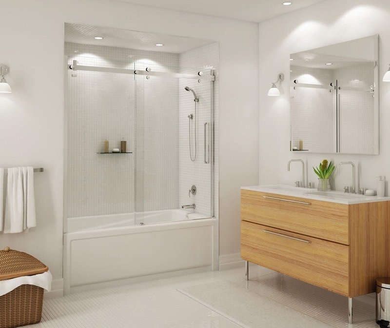 MAAX - Halo 56 ½-59 x 59 in. 8 mm Sliding Tub Door for Alcove Installation with Clear glass in Chrome - 139398-900-084-000