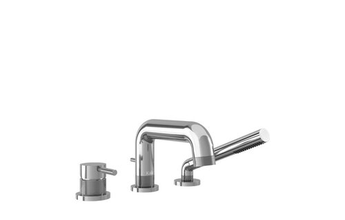 KALIA - PRECISO 3-Piece Deckmount Tub Filler with Handshower with Rough-in Chrome -