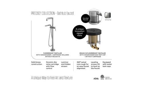 KALIA - PRECISO™ Floormount Tub Filler with Handshower with Rough-In Chrome -