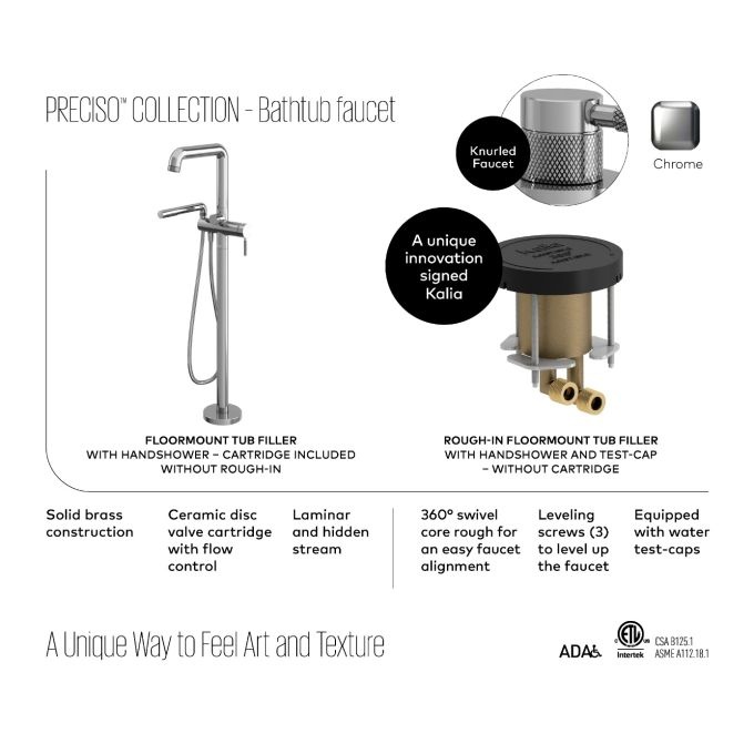 KALIA - PRECISO™ Floormount Tub Filler with Handshower with Rough-In Chrome -