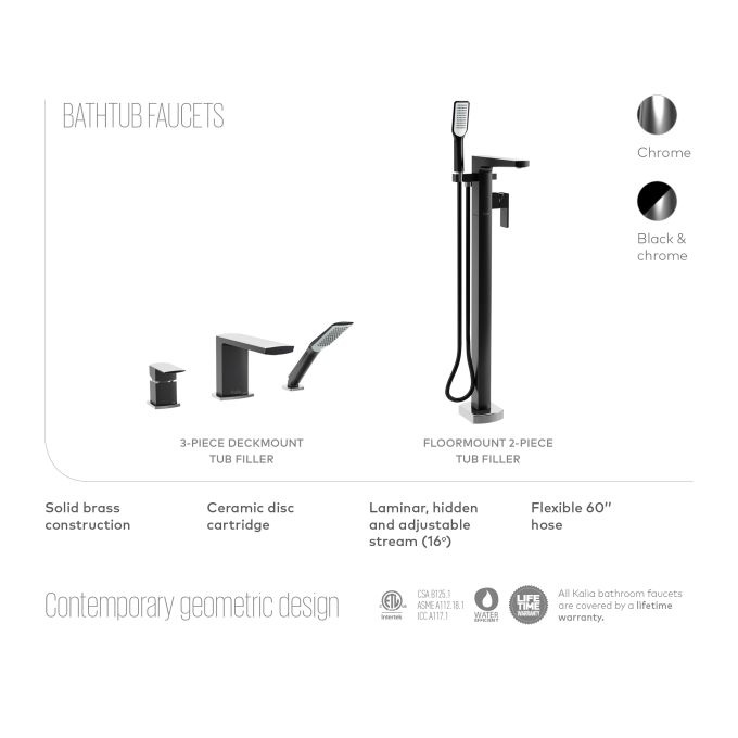 Kalia - Grafik - 3-Piece Deckmount tub filler -