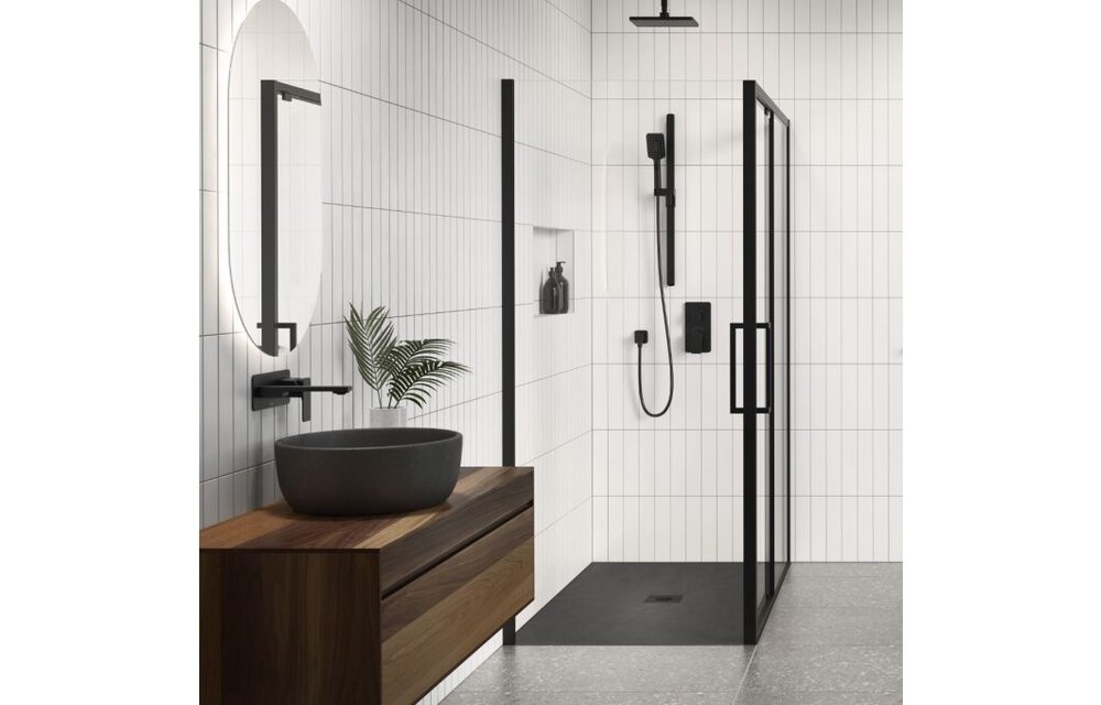 KALIA - LAUZA 60x36 Rectangular Castylat™ Shower Base 60x36 Textured Black (Aluminium Tiling Flange Kit Included)