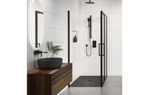 KALIA - LAUZA 60x36 Rectangular Castylat™ Shower Base 60x36 Textured Black (Aluminium Tiling Flange Kit Included)