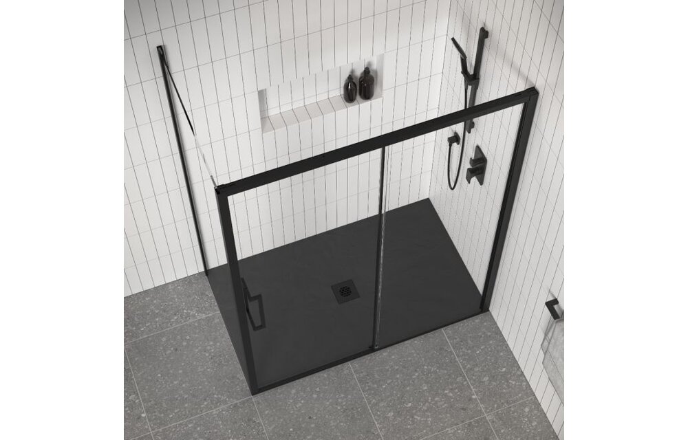 KALIA - LAUZA 60x36 Rectangular Castylat™ Shower Base 60x36 Textured Black (Aluminium Tiling Flange Kit Included)
