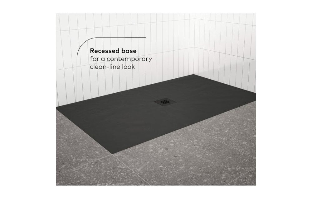 KALIA - LAUZA 60x36 Rectangular Castylat™ Shower Base 60x36 Textured Black (Aluminium Tiling Flange Kit Included)