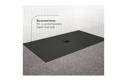 KALIA - LAUZA 60x36 Rectangular Castylat™ Shower Base 60x36 Textured Black (Aluminium Tiling Flange Kit Included)