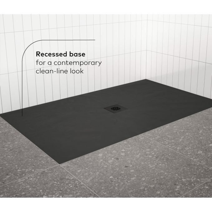 KALIA - LAUZA 60x36 Rectangular Castylat™ Shower Base 60x36 Textured Black (Aluminium Tiling Flange Kit Included)