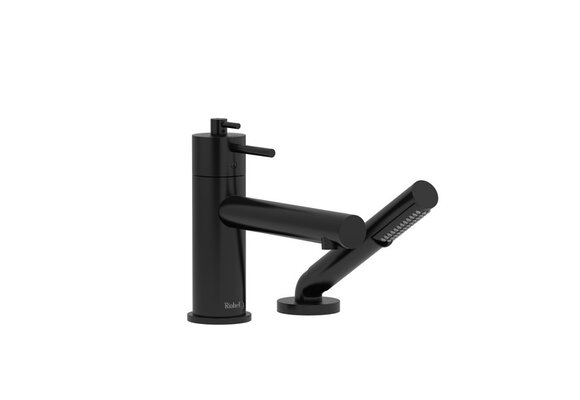 Riobel - GS - 2-way 2-piece Type T (thermostatic) coaxial deck-mount tub filler with handshower - Black