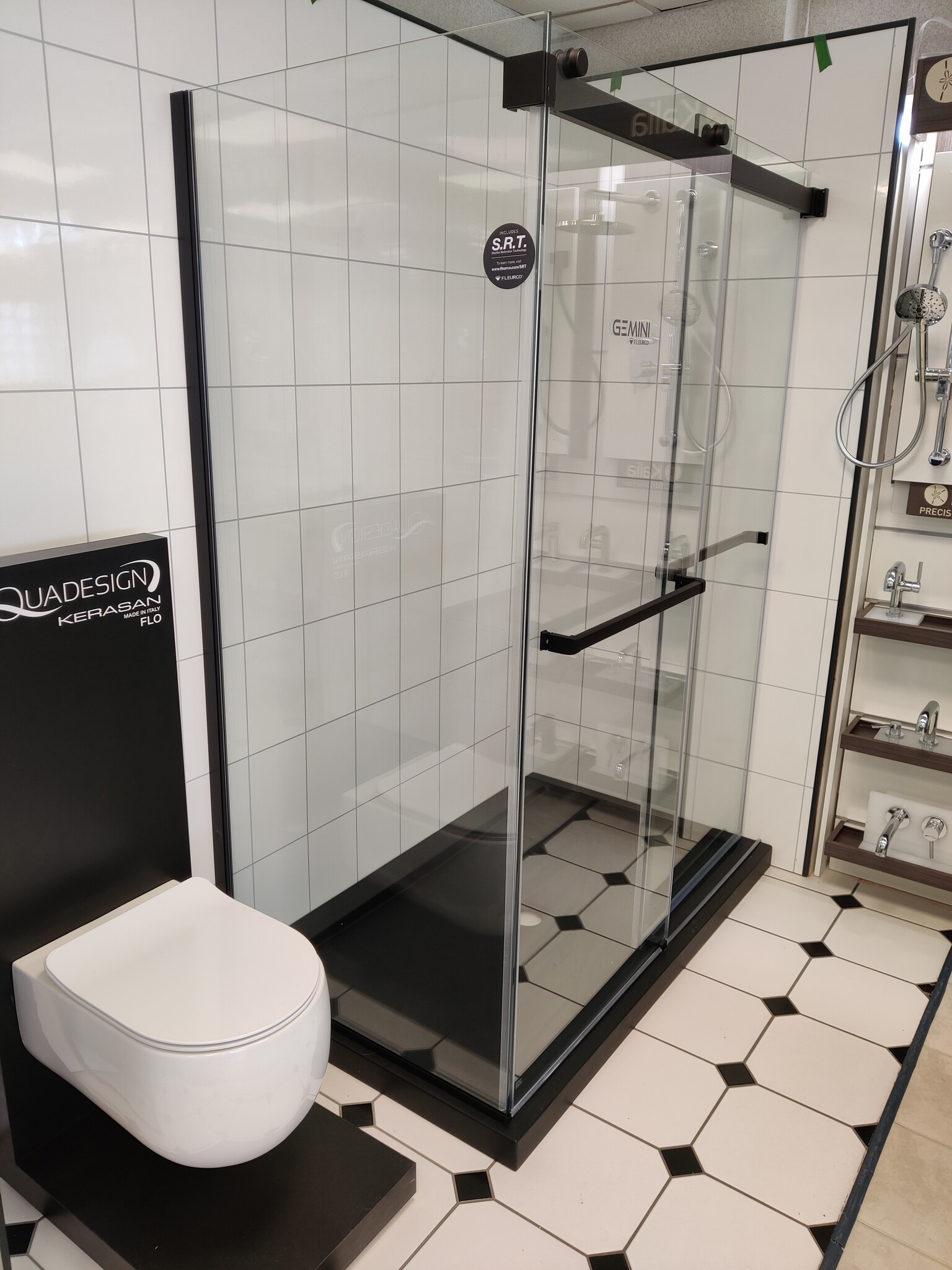 Fleurco - GEMINI PLUS 2 SIDED/60 X 36 LEFT/MATTE BLACK/10MM/SEKUR+ - NPUS6036L-33-40