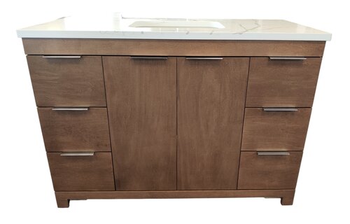 AHM - 48" Vanity - 2 Door - 6 Drawer - Maple - Door Fronts - Flat Panel - Stain