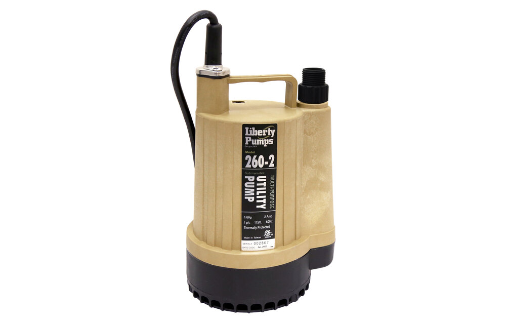 Liberty Pumps - 1/6 hp, Utility Pump, manual, 115V, garden hose connection, 10' cord - 260