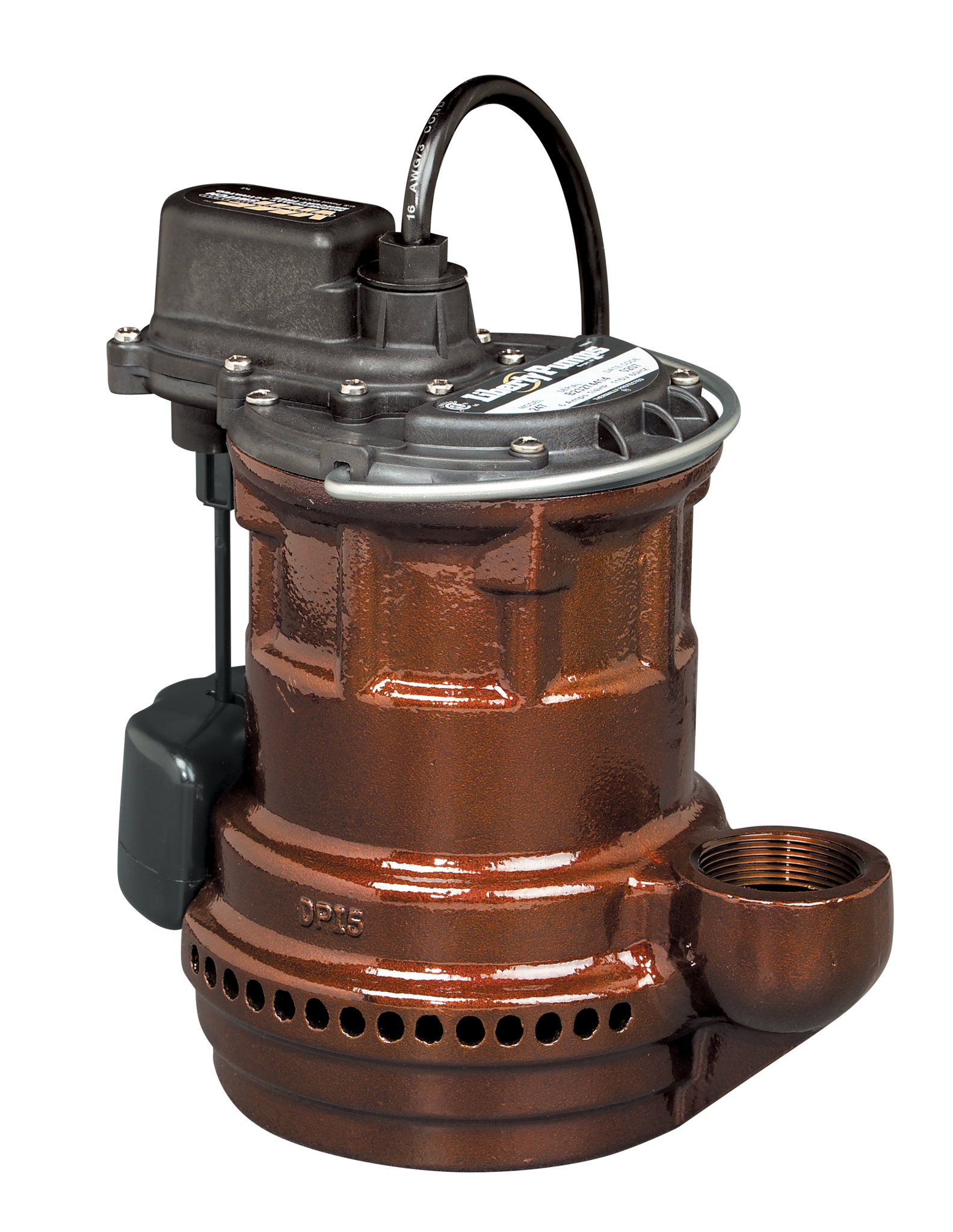 Liberty Pumps - 243 -1/4 hp, Submersible Sump Pump, Cast iron, wide angle float with series plug, 115V.