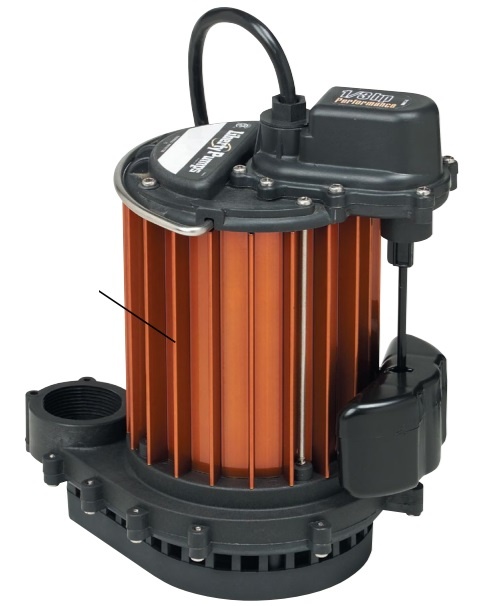 Liberty Pumps - 1/3 hp, Submersible Sump Pump, Polyp/aluminum, VMF vertical magnetic float, 115V with 25' cord - 237-2