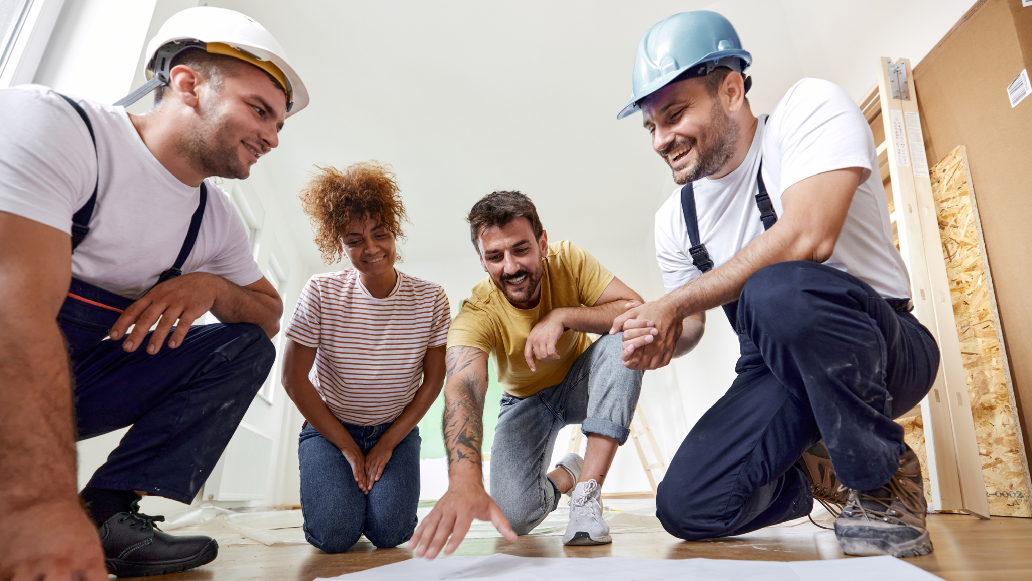 renovation team working together