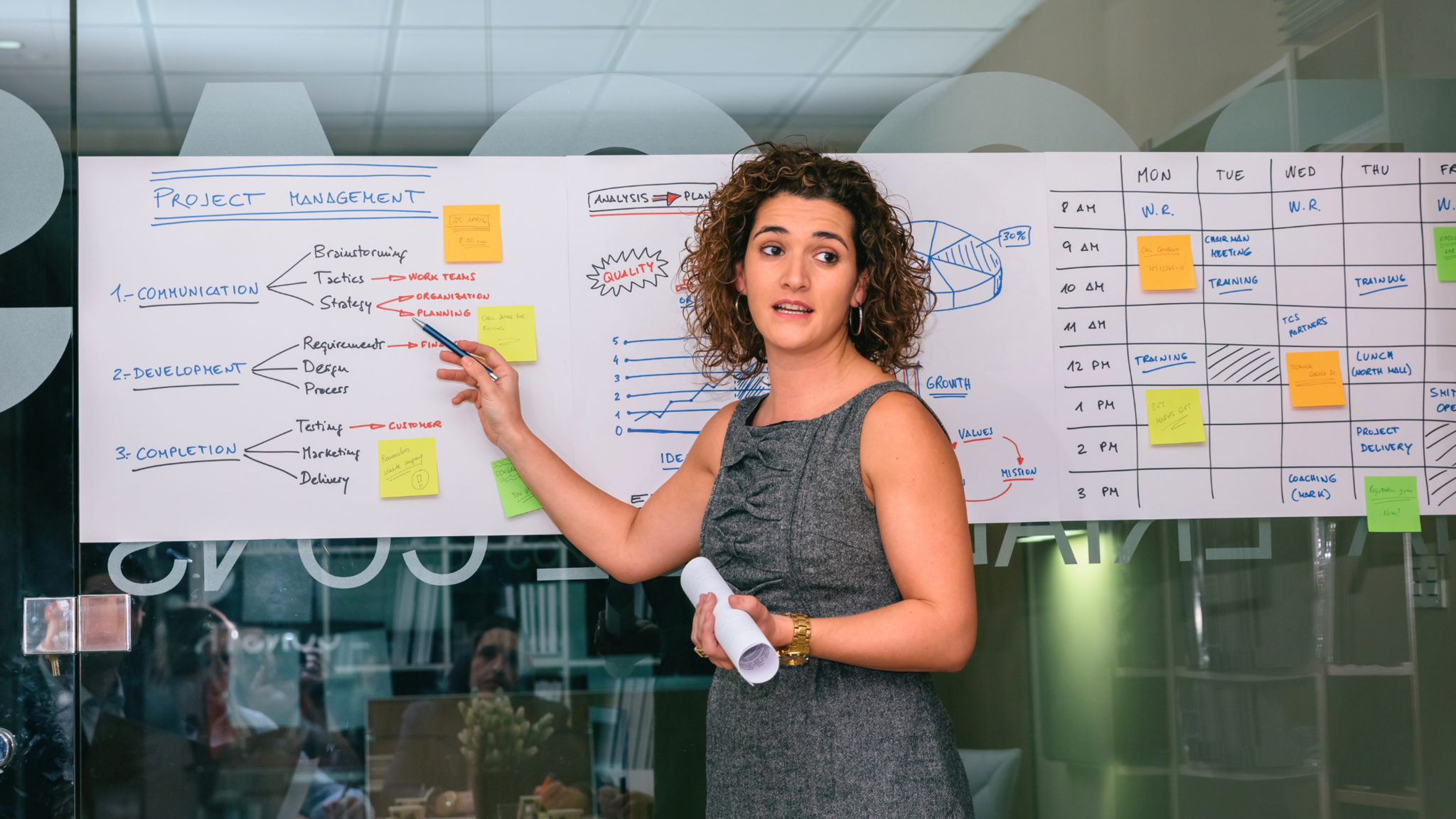 project manager explaining and talking about deadlines
