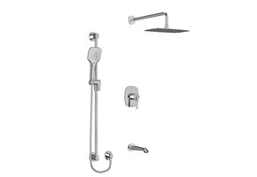 Riobel - Venty - Type T/P (thermostatic/pressure balance) ½" coaxial 3-way system with hand shower rail, shower head and spout - Chrome -