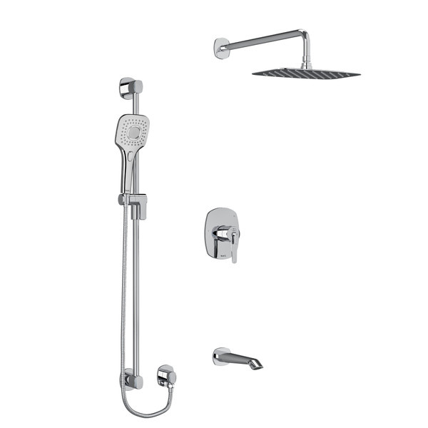 Riobel - Venty - Type T/P (thermostatic/pressure balance) ½" coaxial 3-way system with hand shower rail, shower head and spout - Chrome -