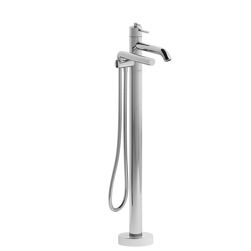 Riobel - CS - 2-Way Type T (Thermostatic) Coaxial Floor-Mount Tub Filler With Handshower Trim - Chrome - DISPLAY