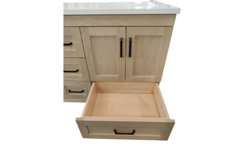 AHM - 60" Double Vanity - 4 Door - 3 Drawer + Bottom Drawer - Maple - Door Fronts - Flat Panel - Stain
