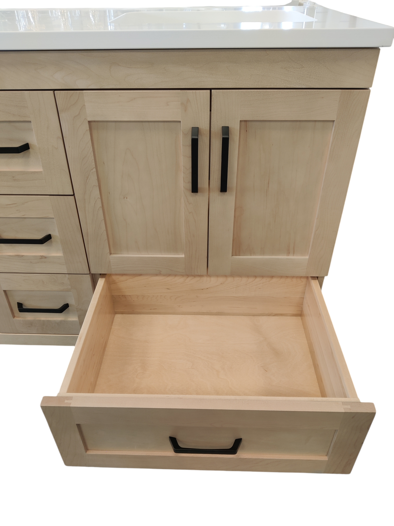 AHM - 60" Double Vanity - 4 Door - 3 Drawer + Bottom Drawer - Maple - Door Fronts - Flat Panel - Stain