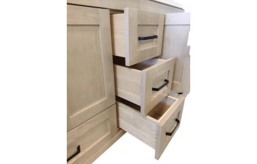 AHM - 60" Double Vanity - 4 Door - 3 Drawer + Bottom Drawer - Maple - Door Fronts - Flat Panel - Stain