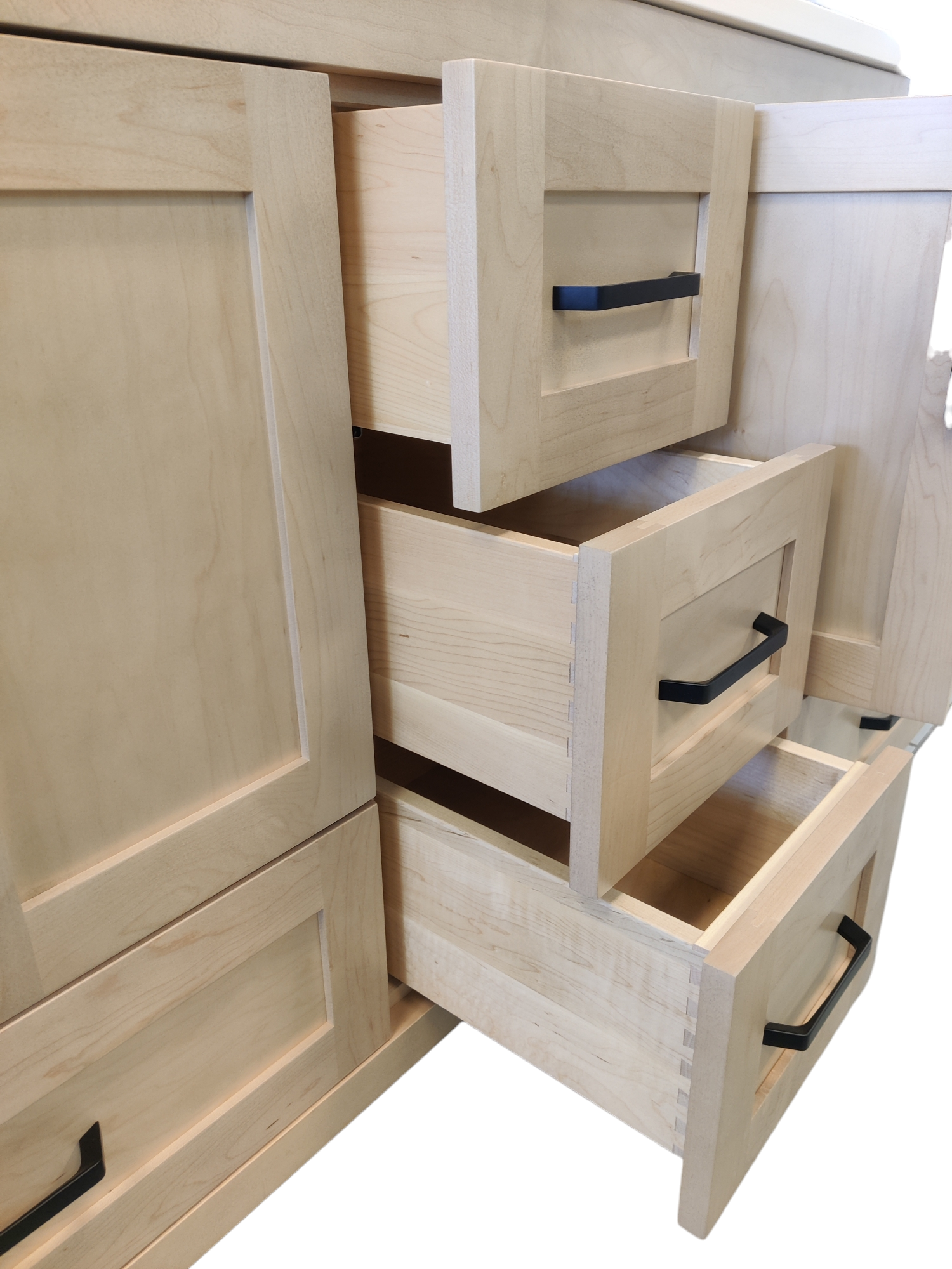 AHM - 60" Double Vanity - 4 Door - 3 Drawer + Bottom Drawer - Maple - Door Fronts - Flat Panel - Stain