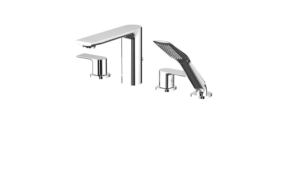 Aquabrass - 15018 TMR 4 PCE DECKMOUNT TUB FILLER WITH HANDSHOWER - Polished Chrome -