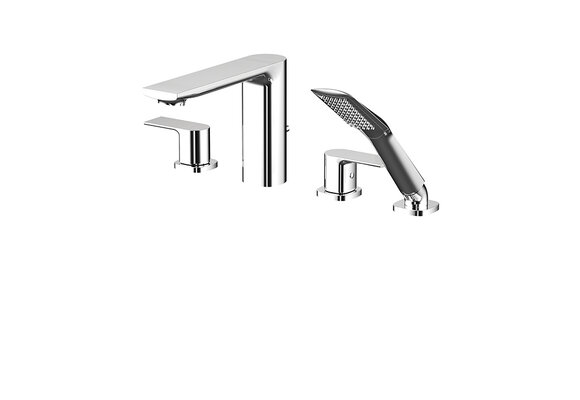 Aquabrass - 15018 TMR 4 PCE DECKMOUNT TUB FILLER WITH HANDSHOWER - Polished Chrome -