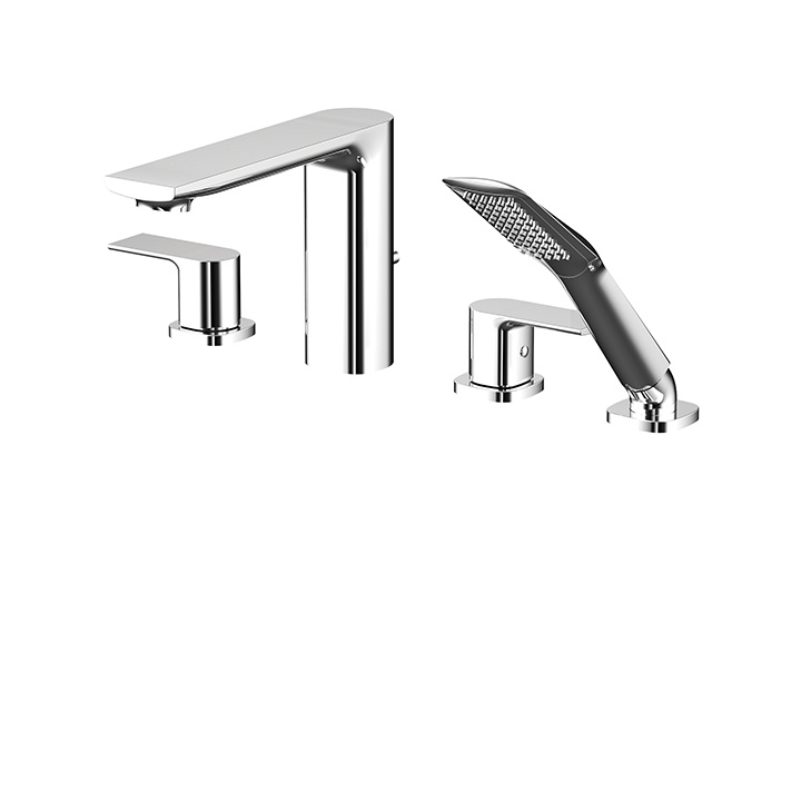 Aquabrass - 15018 TMR 4 PCE DECKMOUNT TUB FILLER WITH HANDSHOWER - Polished Chrome -