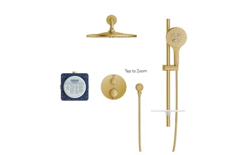 Grohe - Rainshower™ GrohTherm® 2-Handle Thermostatic Dual Function Shower Kit  - Brushed Cool Sunrise -