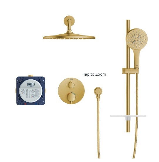 Grohe - Rainshower™ GrohTherm® 2-Handle Thermostatic Dual Function Shower Kit  - Brushed Cool Sunrise -