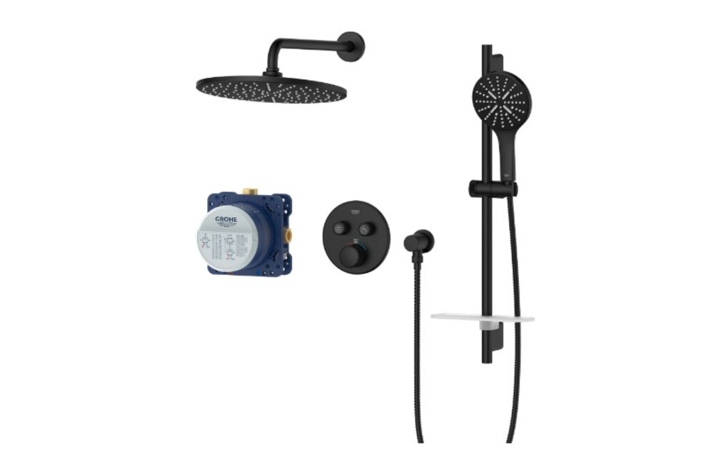 Grohe - Rainshower™ SmartControl® Thermostatic Dual Function Shower Kit - Matte Black -