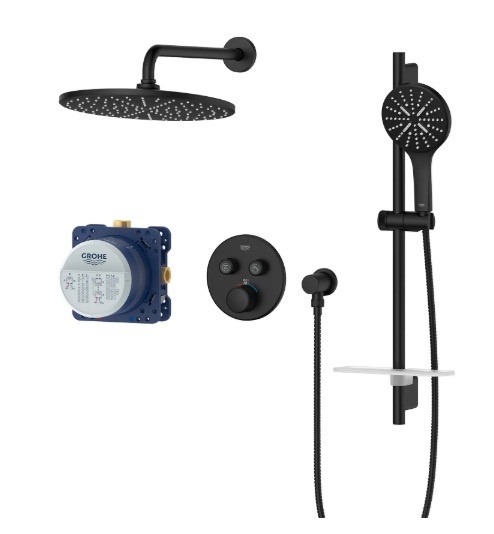 Grohe - Rainshower™ SmartControl® Thermostatic Dual Function Shower Kit  - Matte Black -