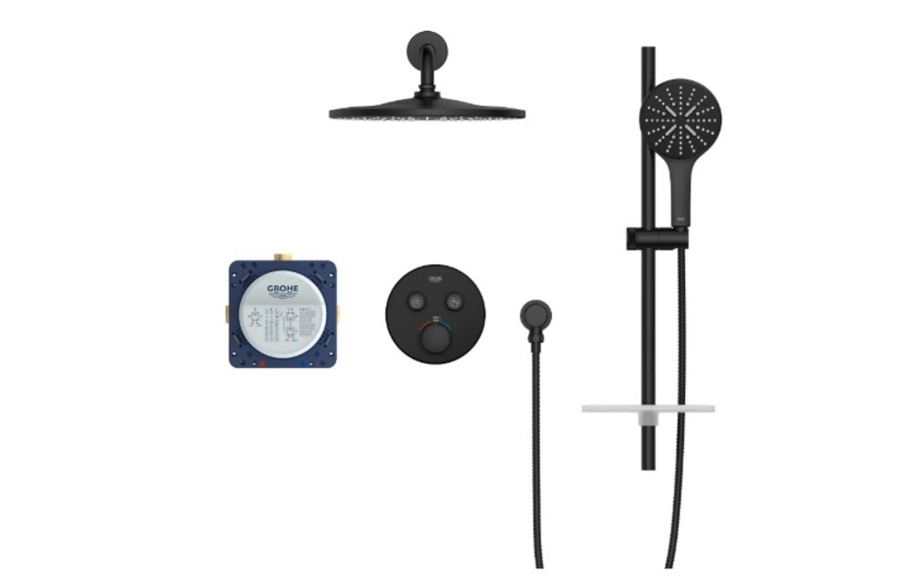 Grohe - Rainshower™ SmartControl® Thermostatic Dual Function Shower Kit - Matte Black -