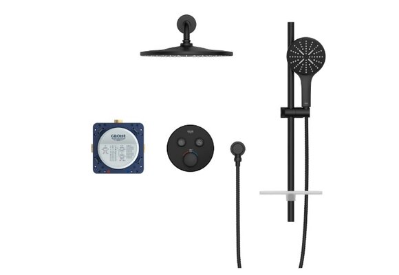 Grohe - Rainshower™ SmartControl® Thermostatic Dual Function Shower Kit  - Matte Black -