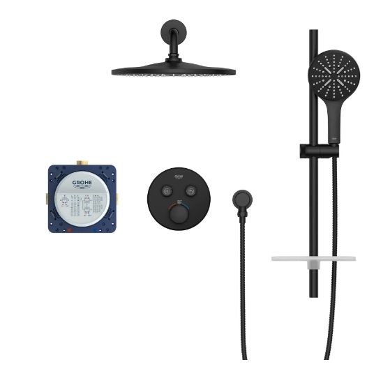 Grohe - Rainshower™ SmartControl® Thermostatic Dual Function Shower Kit  - Matte Black -