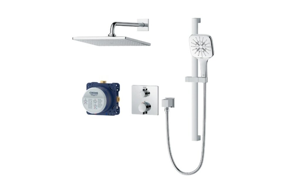Grohe - Rainshower GrohTherm 2-Handle Thermostatic Single Function Shower Kit - Chrome -